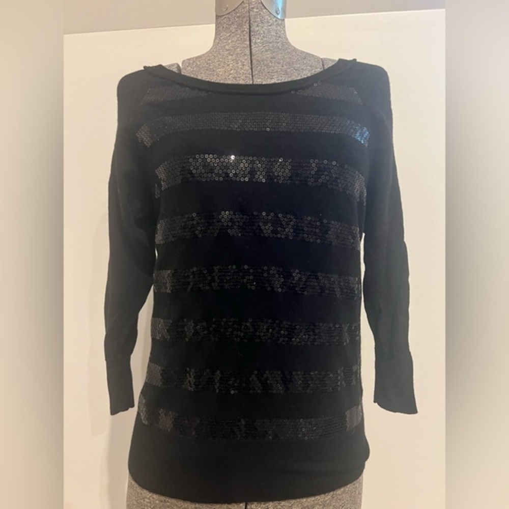 Banana Republic black extra fine merino wool sweater with sequins . Size XS